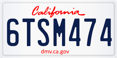 CA license plate 6TSM474