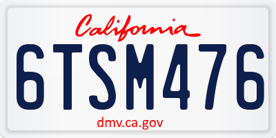 CA license plate 6TSM476