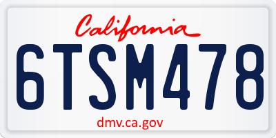 CA license plate 6TSM478