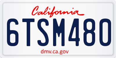 CA license plate 6TSM480