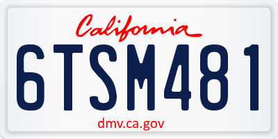 CA license plate 6TSM481