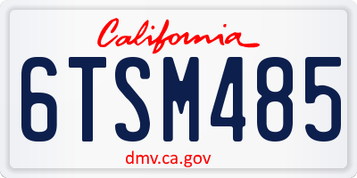 CA license plate 6TSM485