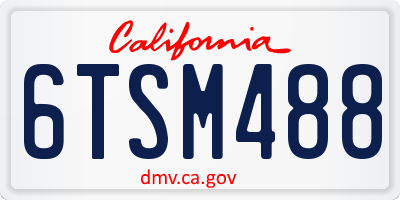 CA license plate 6TSM488