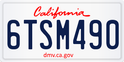 CA license plate 6TSM490