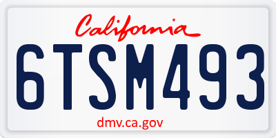 CA license plate 6TSM493