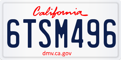 CA license plate 6TSM496
