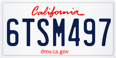 CA license plate 6TSM497