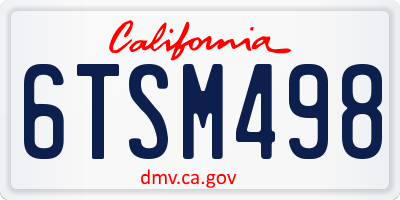 CA license plate 6TSM498