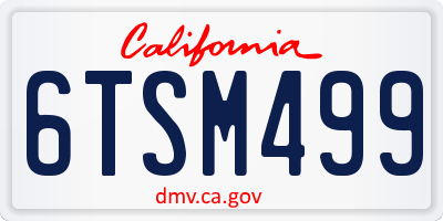 CA license plate 6TSM499