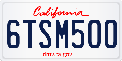 CA license plate 6TSM500