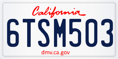 CA license plate 6TSM503