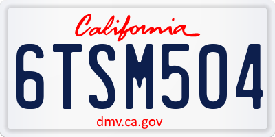 CA license plate 6TSM504