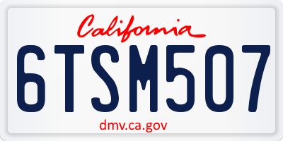 CA license plate 6TSM507