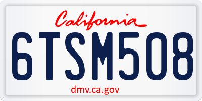 CA license plate 6TSM508