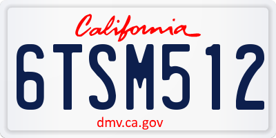 CA license plate 6TSM512