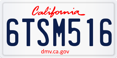 CA license plate 6TSM516