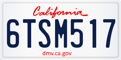 CA license plate 6TSM517