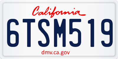 CA license plate 6TSM519
