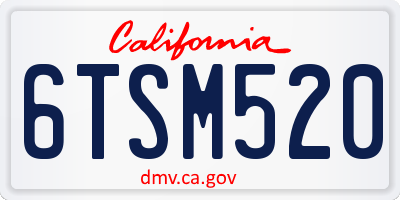 CA license plate 6TSM520