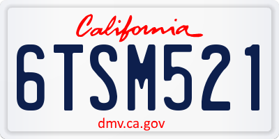 CA license plate 6TSM521