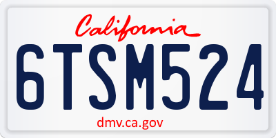 CA license plate 6TSM524