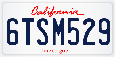 CA license plate 6TSM529