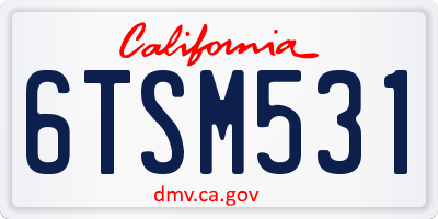 CA license plate 6TSM531