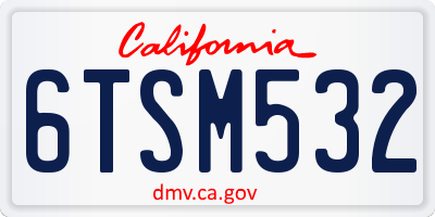 CA license plate 6TSM532