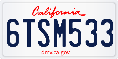 CA license plate 6TSM533