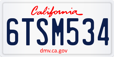 CA license plate 6TSM534