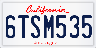 CA license plate 6TSM535