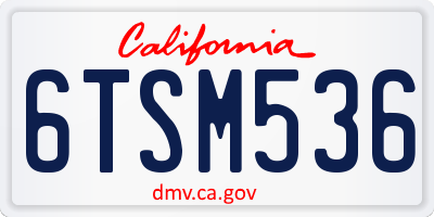 CA license plate 6TSM536