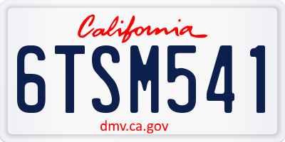 CA license plate 6TSM541