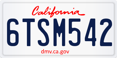 CA license plate 6TSM542