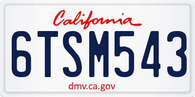 CA license plate 6TSM543