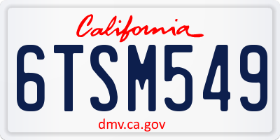 CA license plate 6TSM549