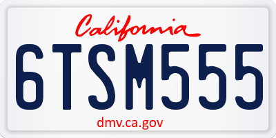 CA license plate 6TSM555