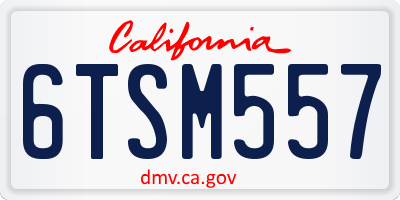 CA license plate 6TSM557