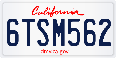CA license plate 6TSM562