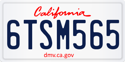 CA license plate 6TSM565