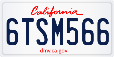 CA license plate 6TSM566