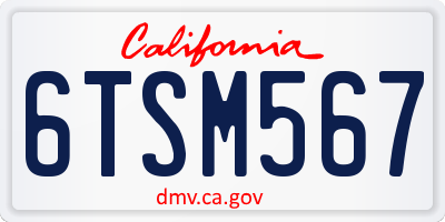 CA license plate 6TSM567