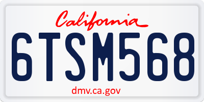 CA license plate 6TSM568