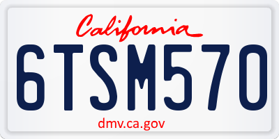 CA license plate 6TSM570