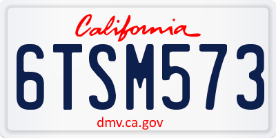 CA license plate 6TSM573