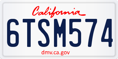 CA license plate 6TSM574