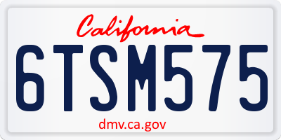 CA license plate 6TSM575