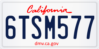 CA license plate 6TSM577