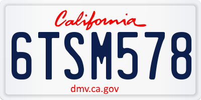 CA license plate 6TSM578