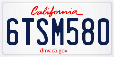 CA license plate 6TSM580